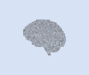 Umrisse eines Gehirns gefüllt mit Buchstaben als Symbol für bildlose Kundenansprache